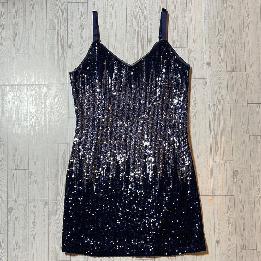 Tiny Little Navy Sequin Dress Size M